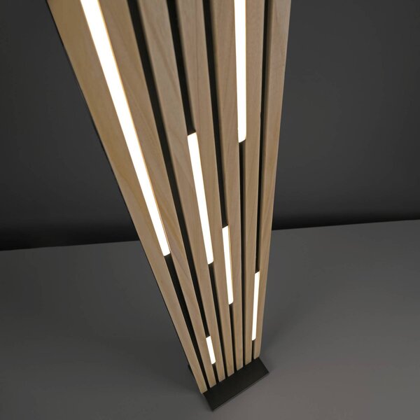 Q-Smart-Home Paul Neuhaus Smart LED állólámpa Q-Acoustic fa magassága 162 cm, dimmelhető, Világos fa, Nappali / Étkező, Fa, Modern
