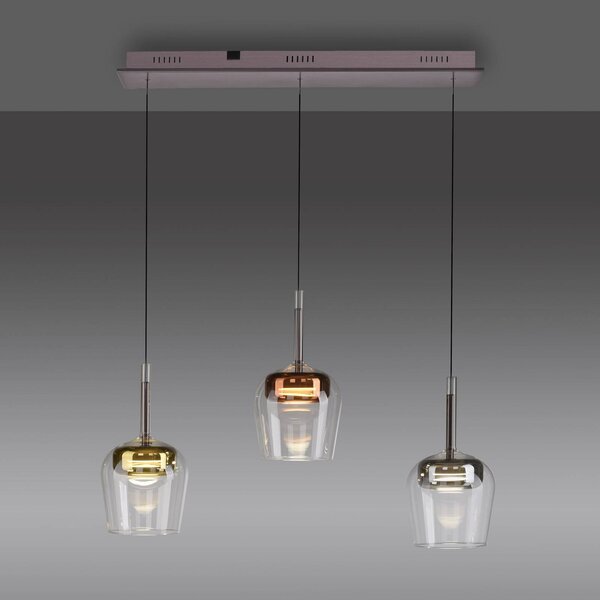 Q-Smart-Home Paul Neuhaus Smart LED-es függőlámpa Q-Kon többszínű 3-lámpás, dimmelhető, Többszínű, Nappali / Étkező, Üveg, Modern