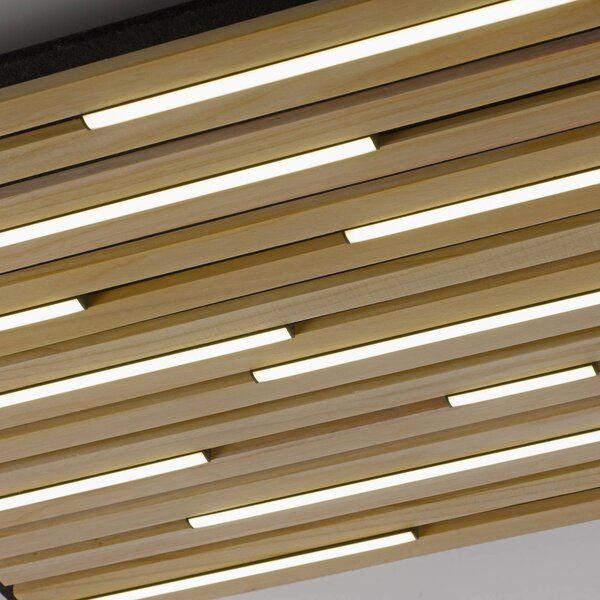 Q-Smart-Home Paul Neuhaus Smart LED-es mennyezeti lámpa Q-Acoustic fa 62 x cm, dimmelhető, Világos fa, Nappali / Étkező, Fa, Modern