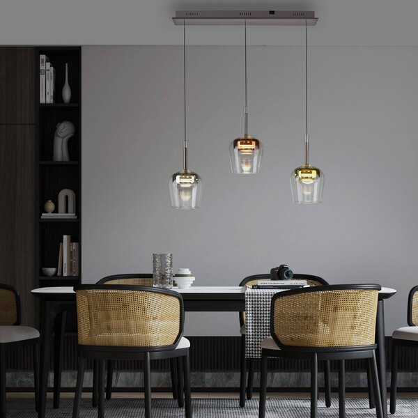 Q-Smart-Home Paul Neuhaus Smart LED-es függőlámpa Q-Kon többszínű 3-lámpás, dimmelhető, Többszínű, Nappali / Étkező, Üveg, Modern