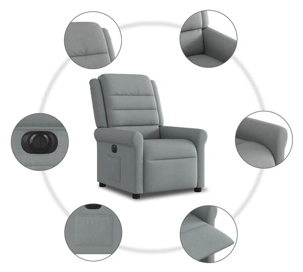 Világosszürke szövet elektromos dönthető fotel
