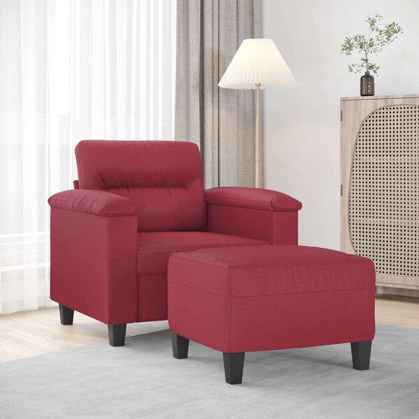 VidaXL bordó műbőr kanapéfotel lábtartóval 60 cm