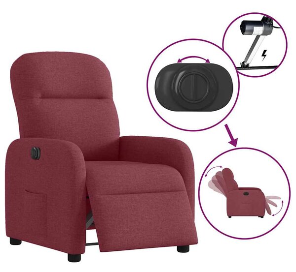 Bordó szövet elektromos dönthető fotel