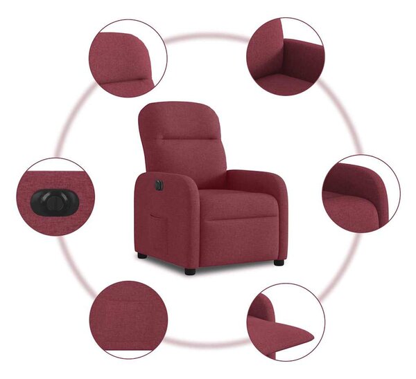 Bordó szövet elektromos dönthető fotel