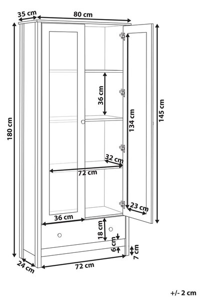 Üveges vitrin NORNALUP 80 cm Fekete