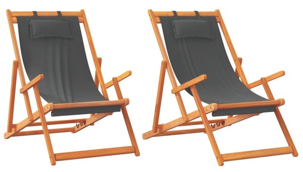 2 db összecsukható szürke szövet strandszék