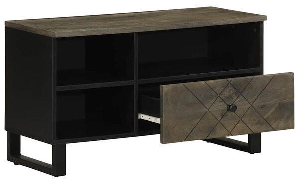Fekete tömör mangófa TV-szekrény 80 x 33 x 46 cm