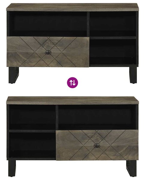 Fekete tömör mangófa TV-szekrény 80 x 33 x 46 cm