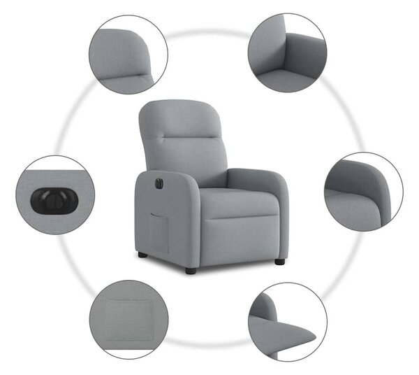 Világosszürke szövet elektromos dönthető fotel
