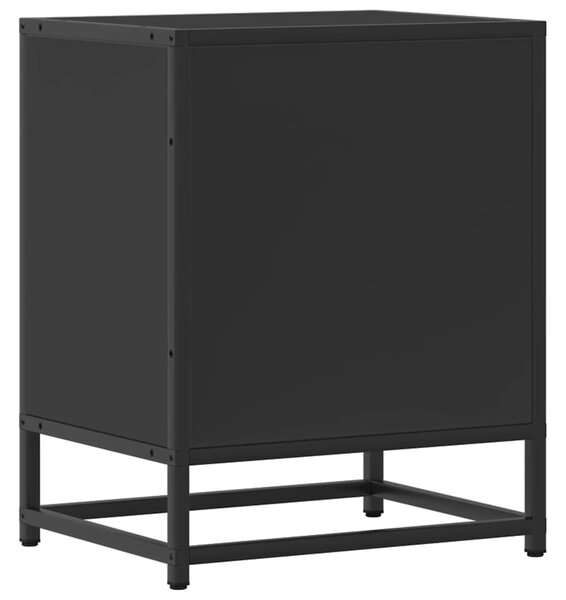 Éjjeliszekrények 2 db Fekete 40x31x50 cm Méretezett fa és fém