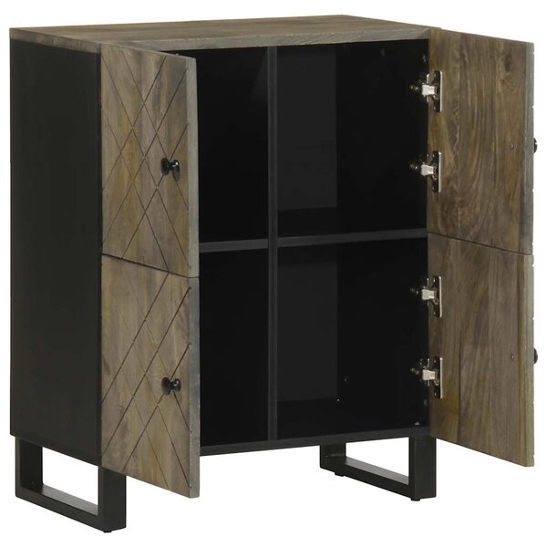 Sideboard Fekete 60x33x75 cm tömörfa Mango
