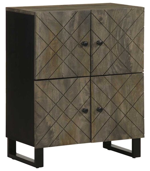 Sideboard Fekete 60x33x75 cm tömörfa Mango