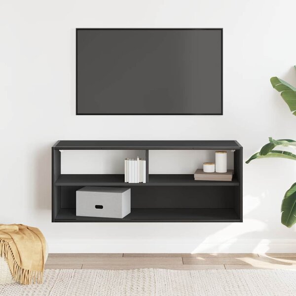 Fekete szerelt fa és fém TV-szekrény 100x31x39,5 cm