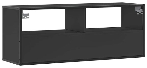 Fekete szerelt fa és fém TV-szekrény 100x31x39,5 cm