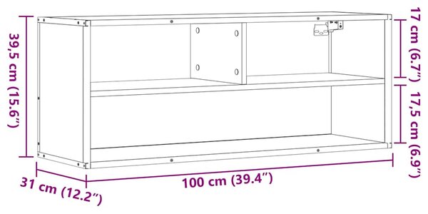 Fekete szerelt fa és fém TV-szekrény 100x31x39,5 cm
