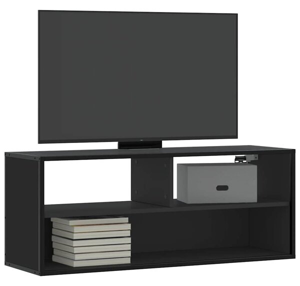 Fekete szerelt fa és fém TV-szekrény 100x31x39,5 cm