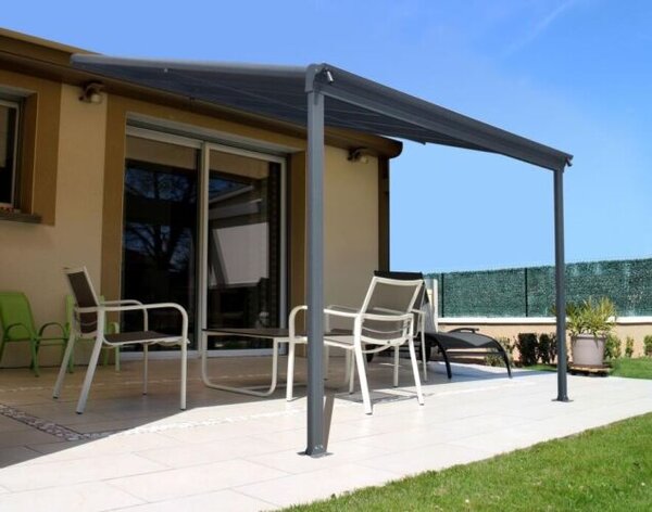 Alumínium pergola LANITPLAST WALL 33 antracit + clear PC LG2086