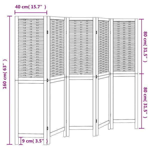5 paneles fehér tömör császárfa térelválasztó