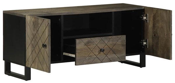 Fekete tömör mangófa TV-szekrény 105 x 33 x 46 cm