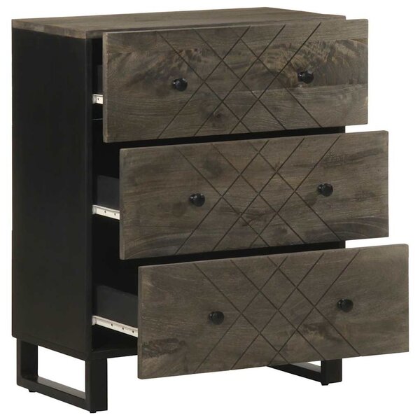 Sideboard Fekete 60x33x75 cm tömörfa Mango