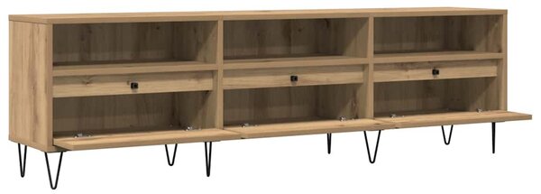 Kézműves tölgy színű szerelt fa TV-szekrény 150 x 30 x 44,5 cm
