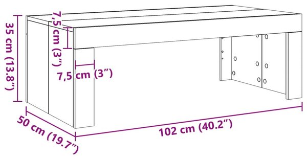 Antik fa színű szerelt fa dohányzóasztal 102 x 50 x 35 cm