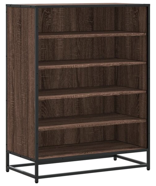Barna tölgy színű szerelt fa és fém cipőszekrény 75x38x97,5 cm