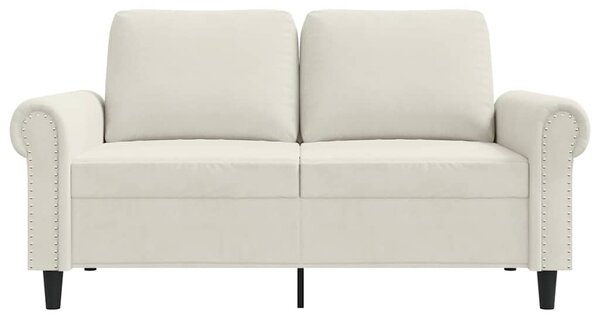 Kétszemélyes krémszínű bársony kanapé 120 cm