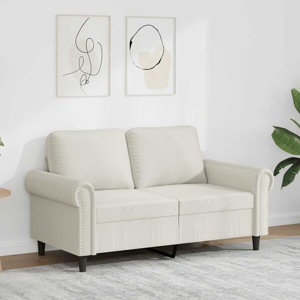 Kétszemélyes krémszínű bársony kanapé 120 cm