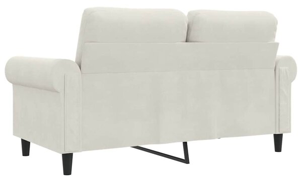 Kétszemélyes krémszínű bársony kanapé 120 cm