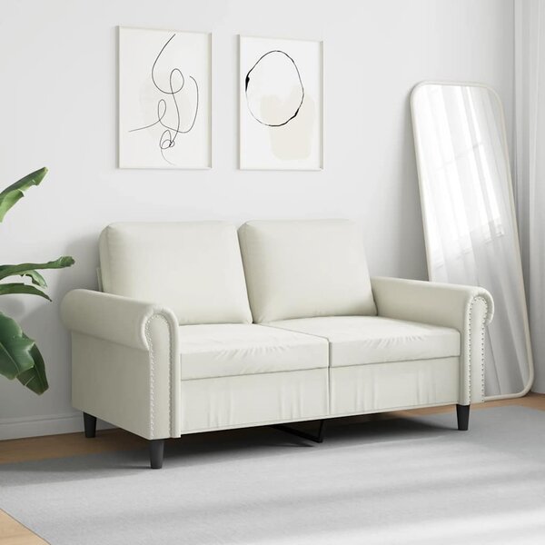 Kétszemélyes krémszínű bársony kanapé 120 cm