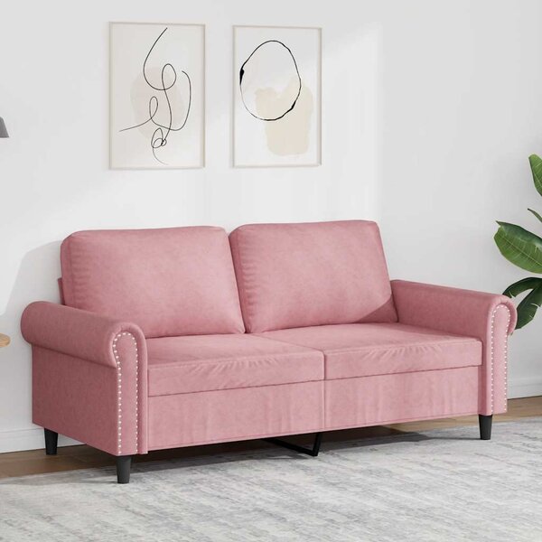 Kétszemélyes rózsaszín bársony kanapé 140 cm