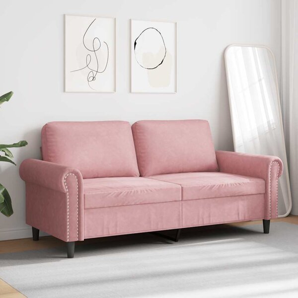 Kétszemélyes rózsaszín bársony kanapé 140 cm