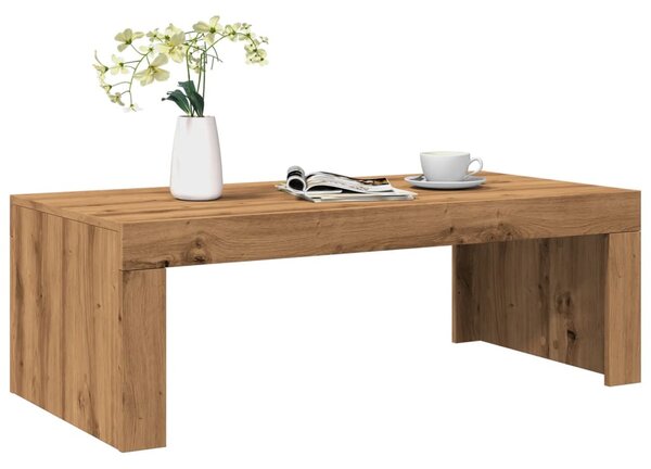 Kézműves tölgy színű szerelt fa dohányzóasztal 102 x 50 x 35 cm