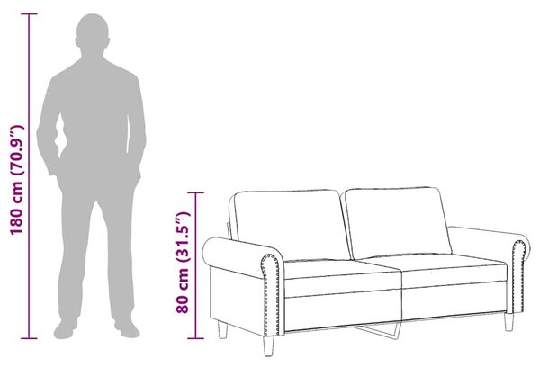 Kétszemélyes világosszürke bársony kanapé 140 cm