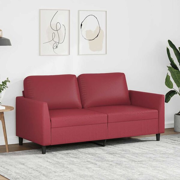 2 személyes bordó színű műbőr kanapé 140 cm