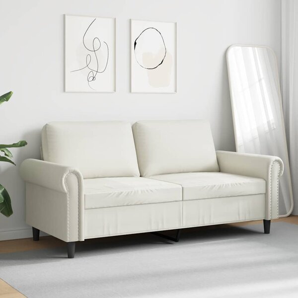 Kétszemélyes krémszínű bársony kanapé 140 cm
