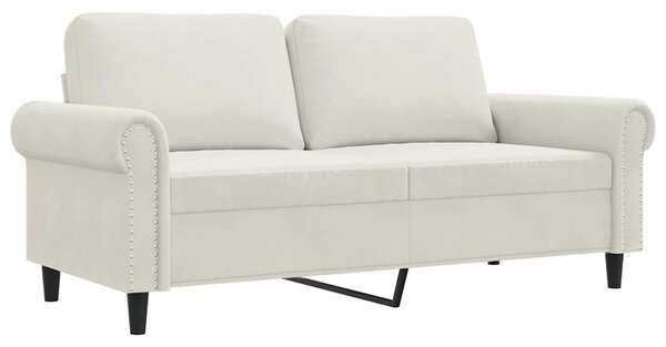 Kétszemélyes krémszínű bársony kanapé 140 cm