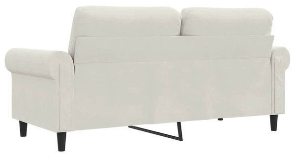 Kétszemélyes krémszínű bársony kanapé 140 cm