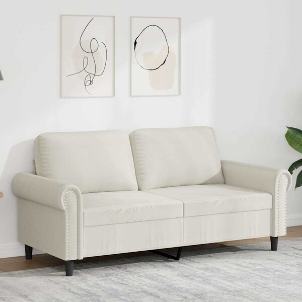 Kétszemélyes krémszínű bársony kanapé 140 cm