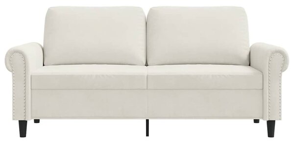 Kétszemélyes krémszínű bársony kanapé 140 cm