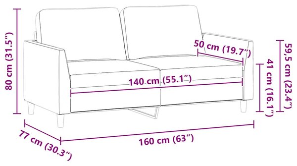 2 személyes szürke műbőr kanapé 140 cm