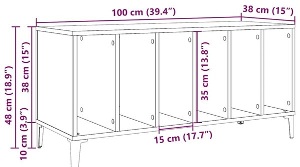Antik fa színű szerelt fa hanglemezszekrény 100 x 38 x 48 cm