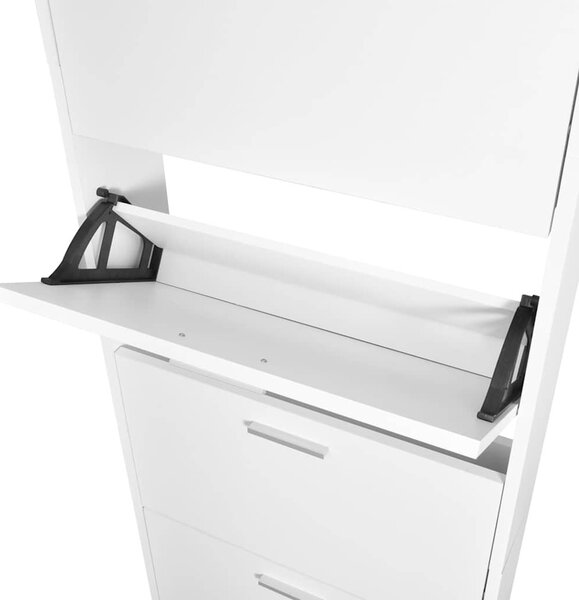 Fehér fa cipősszekrény 5 tárolórekesszel