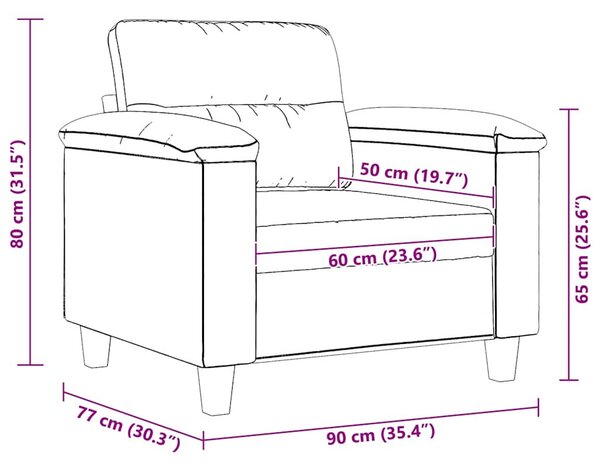 Bézs mikroszálas szövet kanapéfotel 60 cm