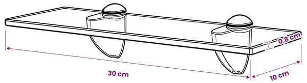 Lebegő polc üveg 30x10 cm 8 mm