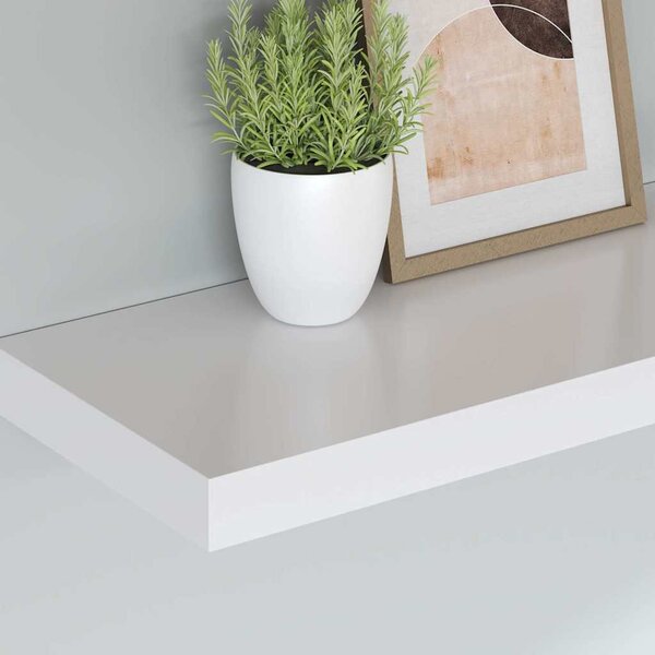 Fehér MDF lebegő fali polc 120 x 23,5 x 3,8 cm