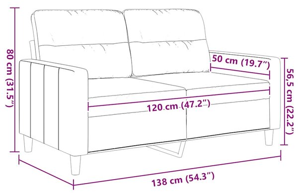Kétszemélyes krémszínű szövetkanapé 120 cm