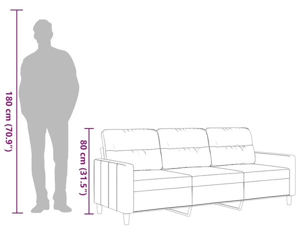 3 személyes fekete szövetkanapé 180 cm