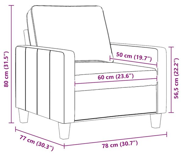 Bordó szövet kanapéfotel 60 cm